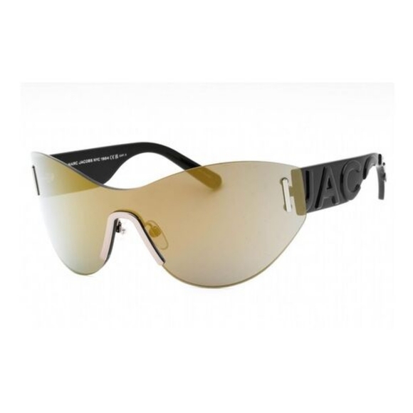 NEW Marc Jacobs MJ407S Shield Sunglasses w/ Case Women Gold Black NWT Y2K - Picture 1 of 10